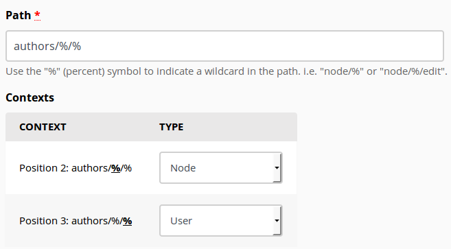 A path with multiple contexts.