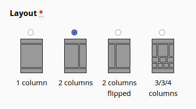 Layout selection options.